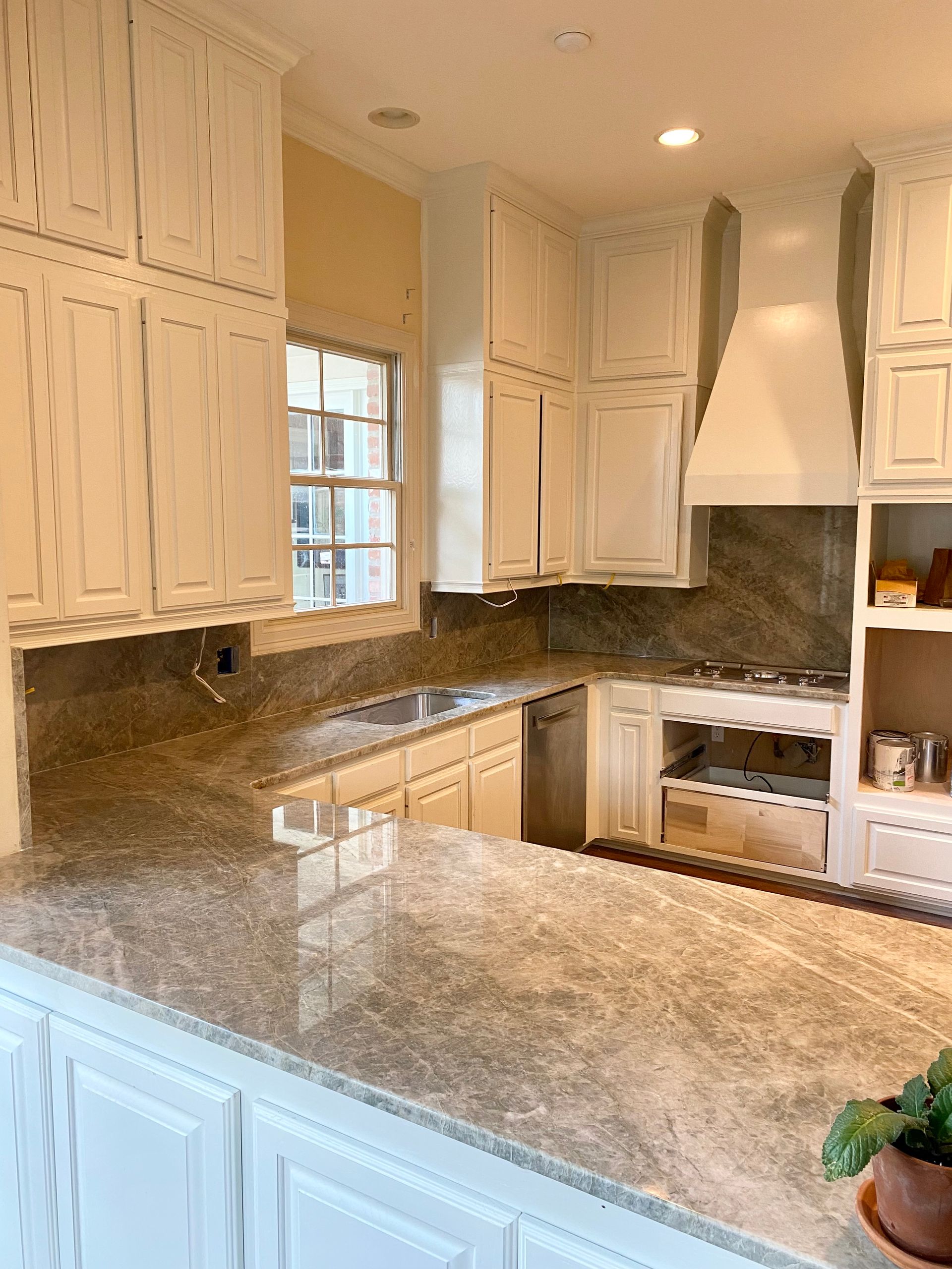 Kitchen Island with a Blue Quartzite Slab — Benton, LA — Sheppard’s Countertops