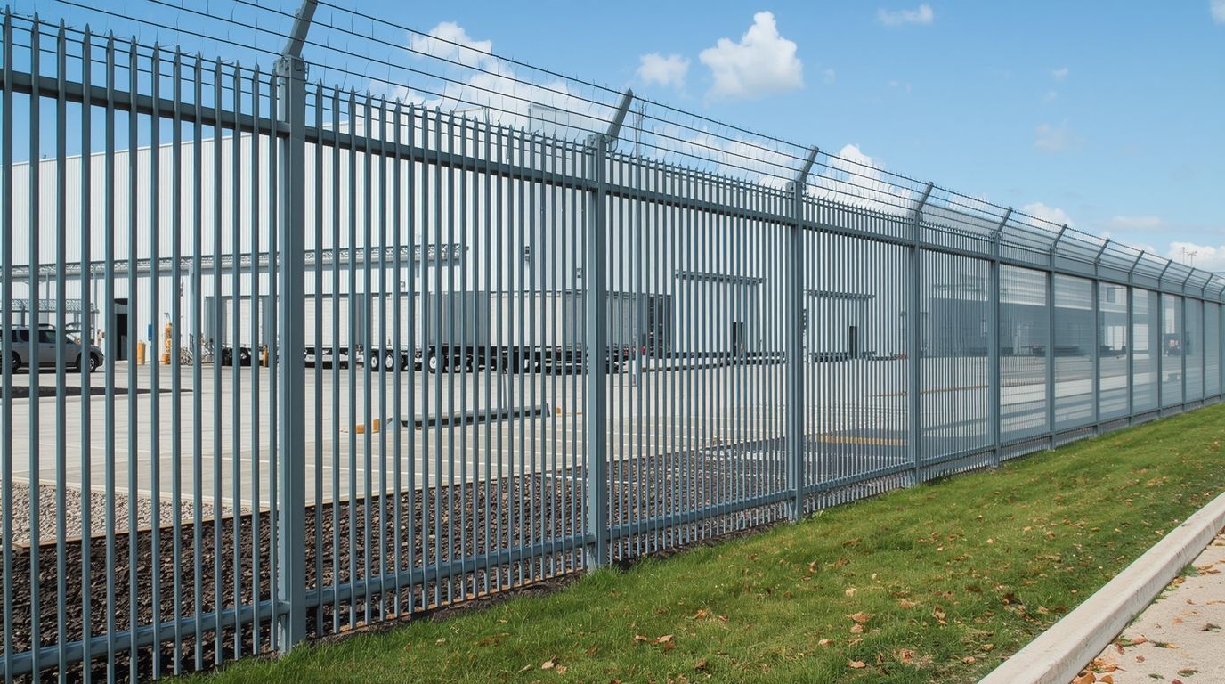 Closed metal security gate with 