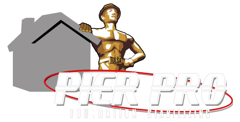 Logo for Pier Pro: a golden statue holding up a roof behind red and white text.