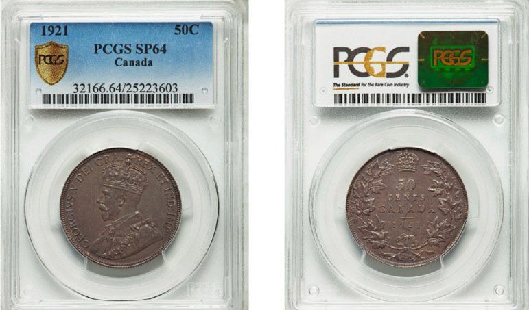 The front and back of a pcgs coin from canada