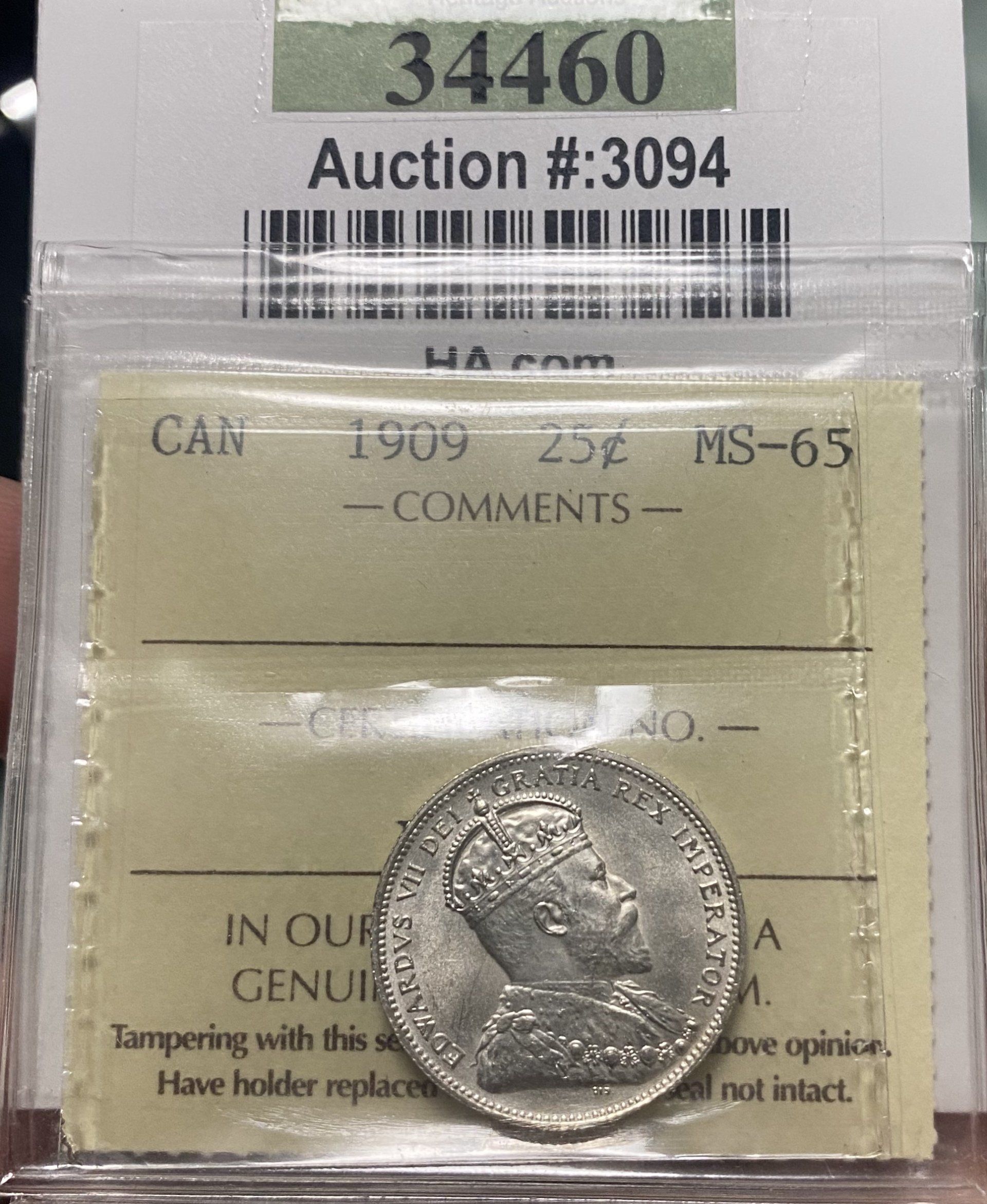 1909 Canada 25c