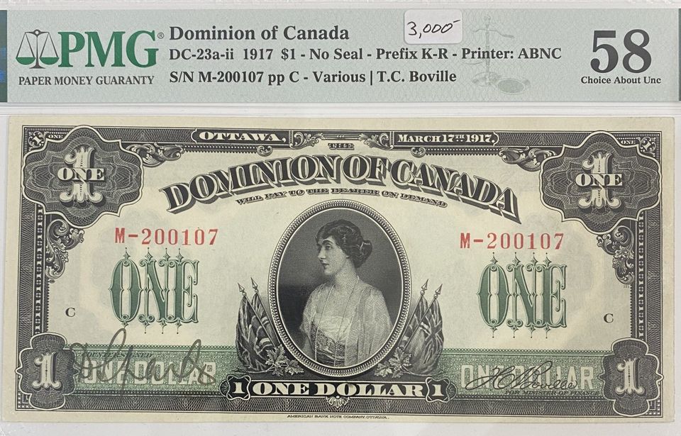 1917 Dominion of Canada Bank Note AU58