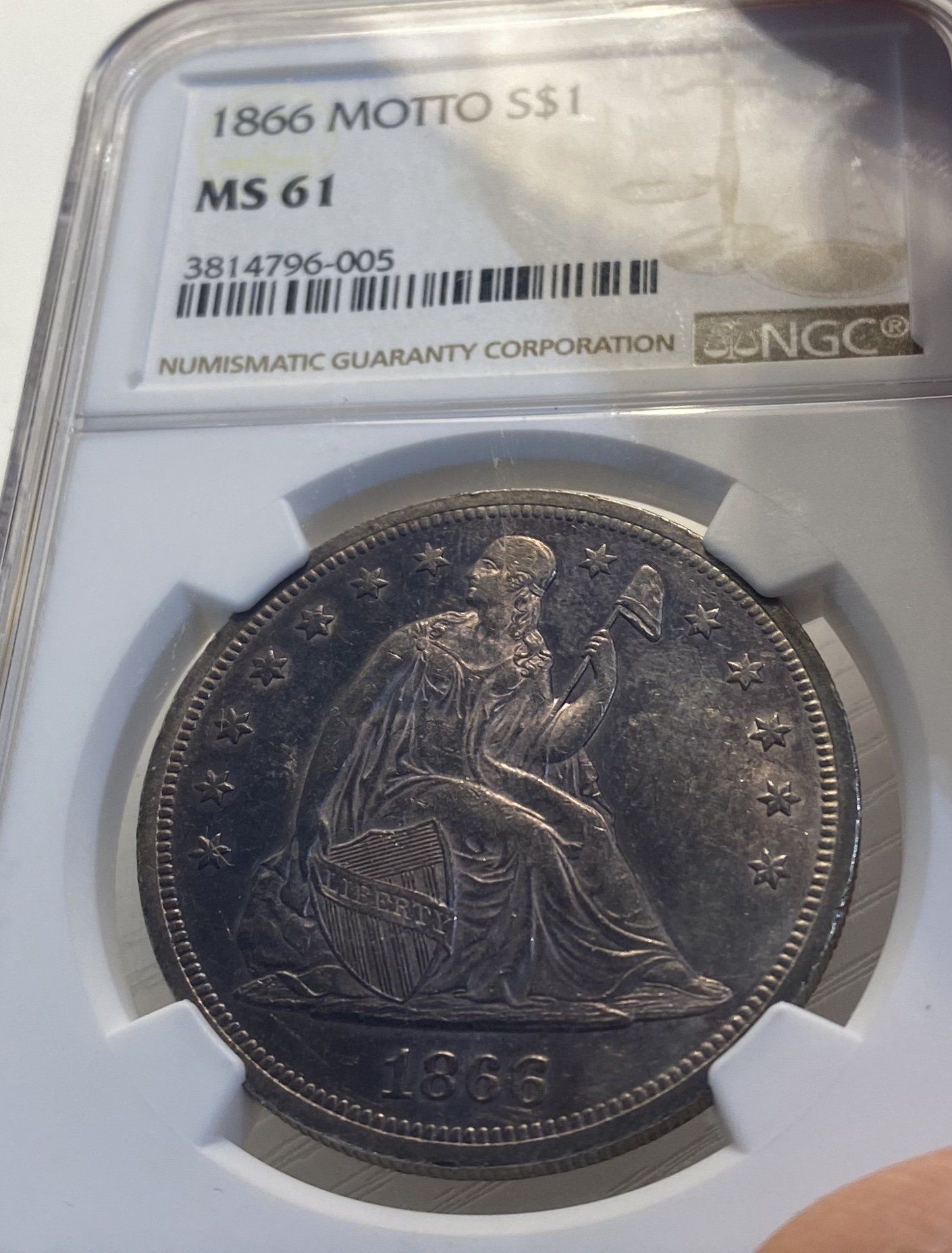 1866 Motto Seated US S$1
