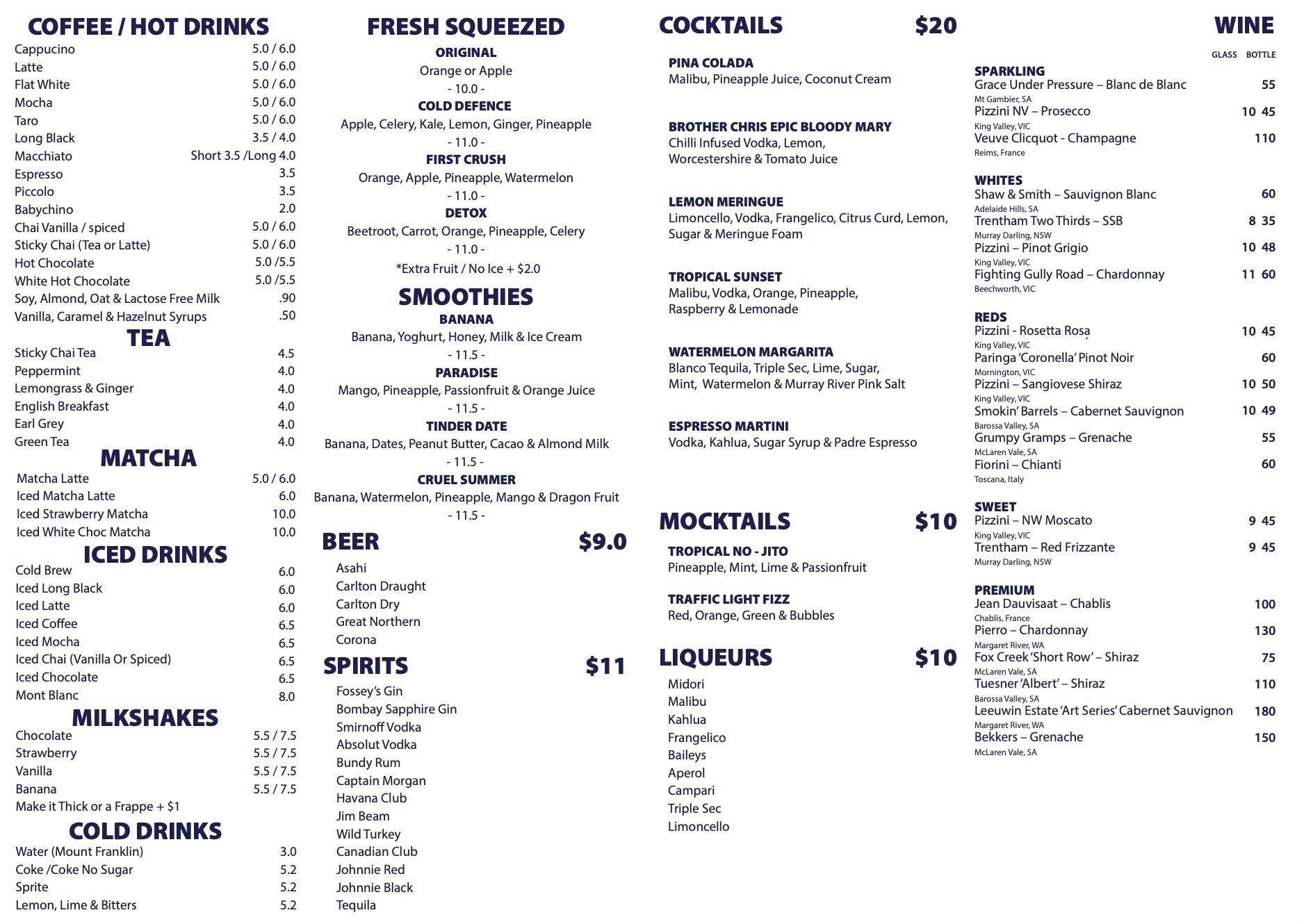 Click to download Brother Chris Cafe Drinks Menu PDF Brother Chris Cafe Drinks Menu