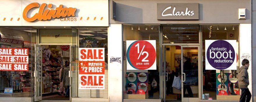 Clarks shop and Clintons shop with clean windows