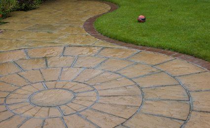 Circular area of decorative paving