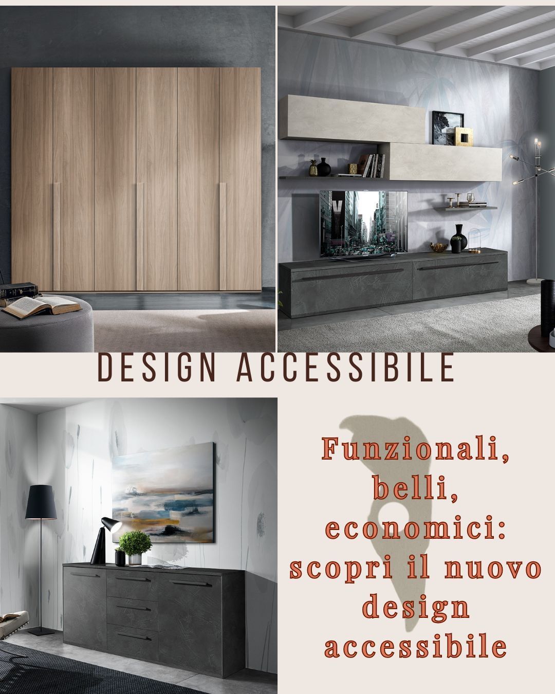 Un collage di immagini con la scritta design accessibile in alto
