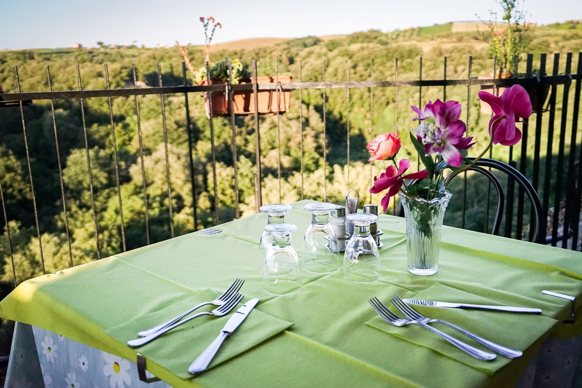 tavoli con vista sul giardino