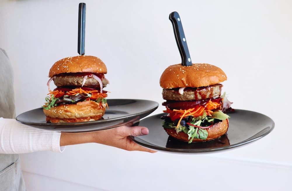 Burger With Knife In Bun — A Nice Café in Nelson Bay