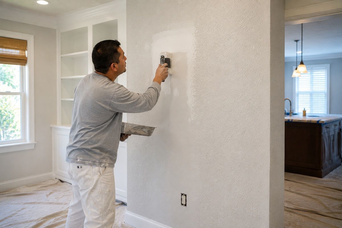 Professional drywall restoration result showing seamless wall finishing in Hanford