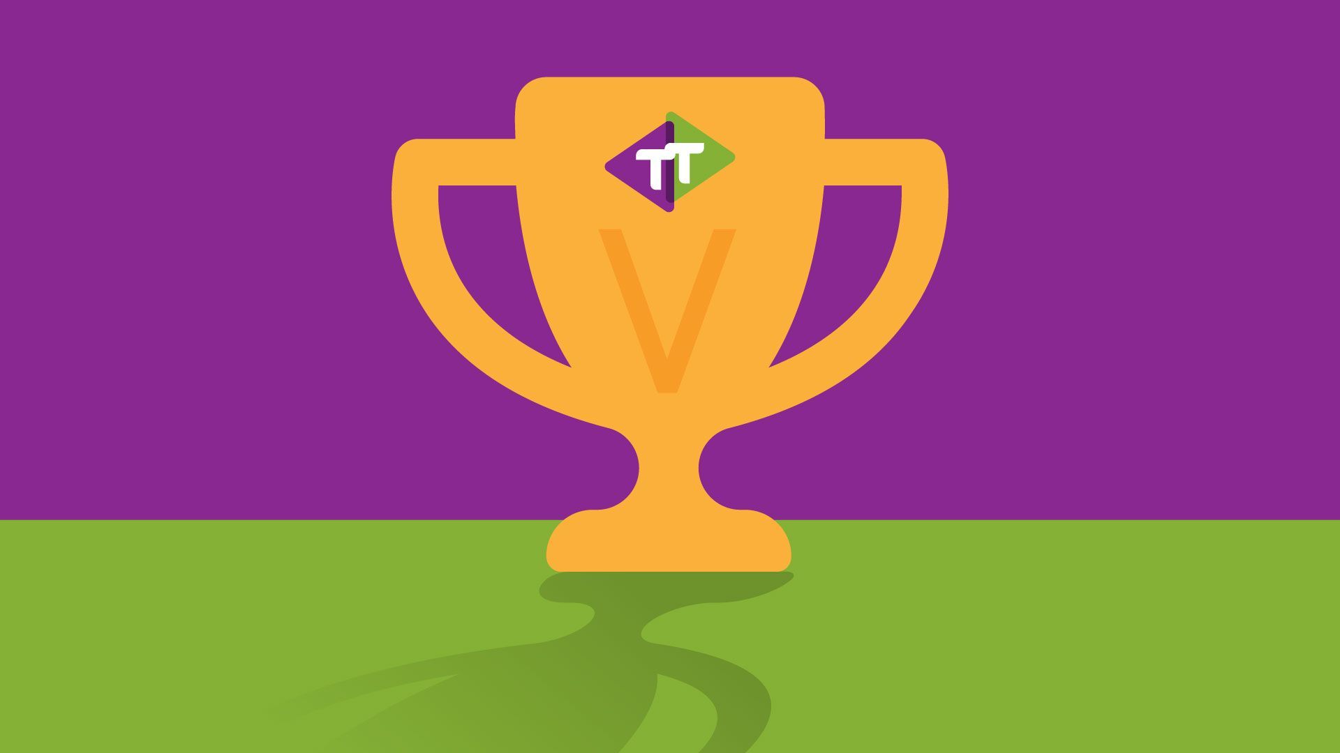 gold trophy on purple background