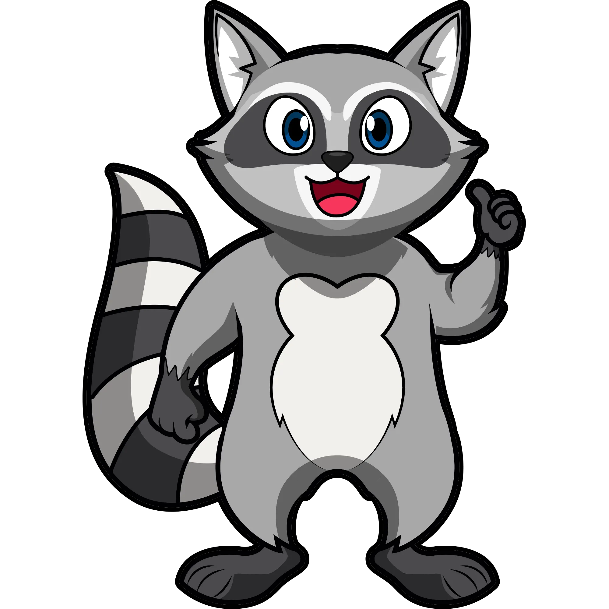 A cartoon raccoon is giving a thumbs up sign.