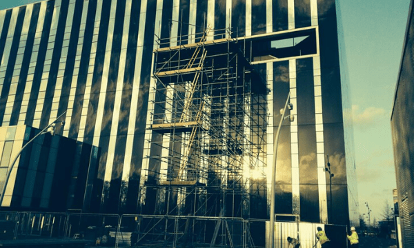 Commercial scaffolding on The Cube in Corby