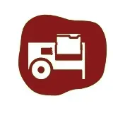 A red circle with a white icon of a truck on it.
