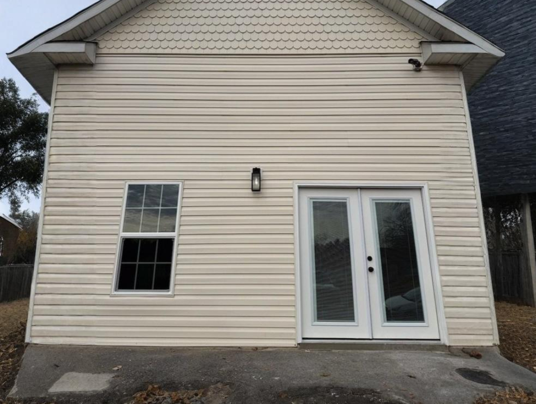 A red door with the number 17 on it