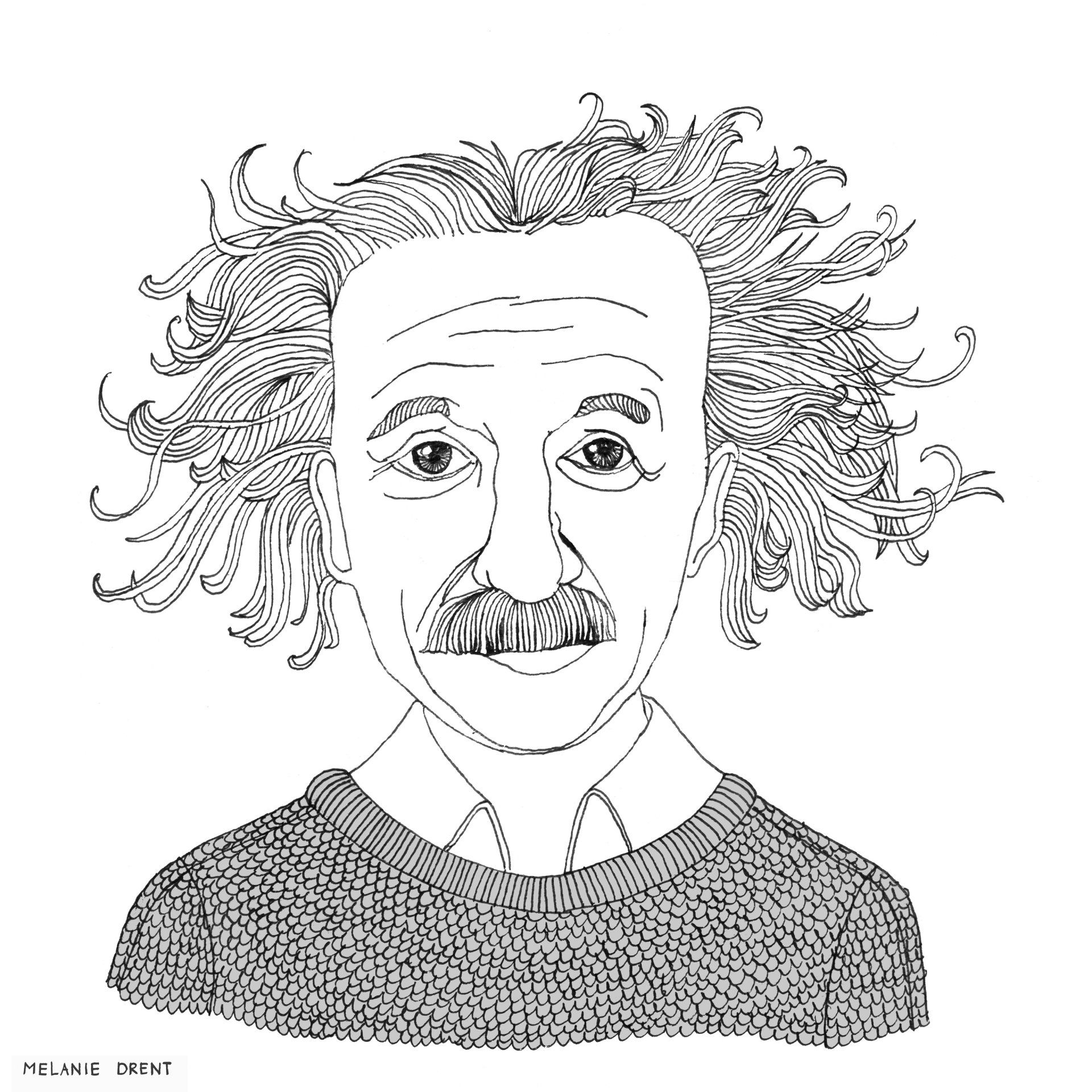 handgetekende illustratie Albert Einstein