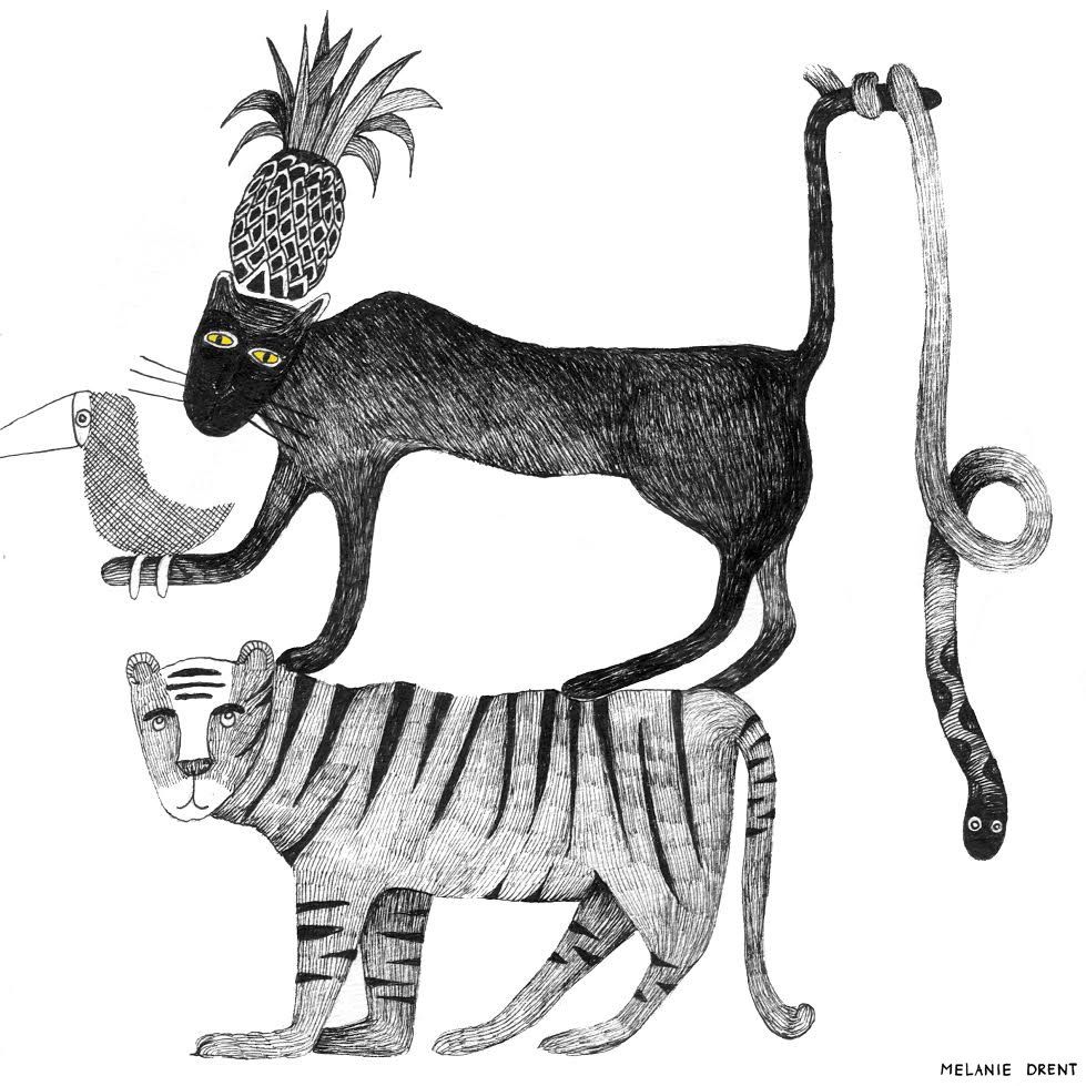 animal  illustration in black and white