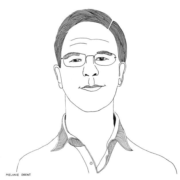 Line illustration portrait Mark Rutte