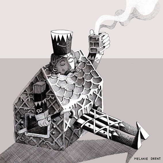black and white editorial illustration nutcracker