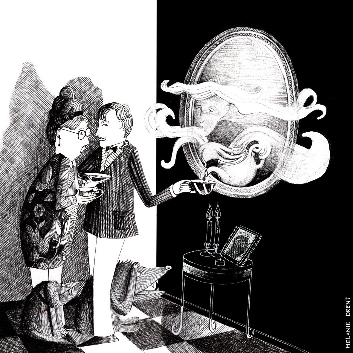 contrast in zwart-wit illustraties