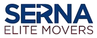 The logo for serna elite movers is blue and red on a white background.