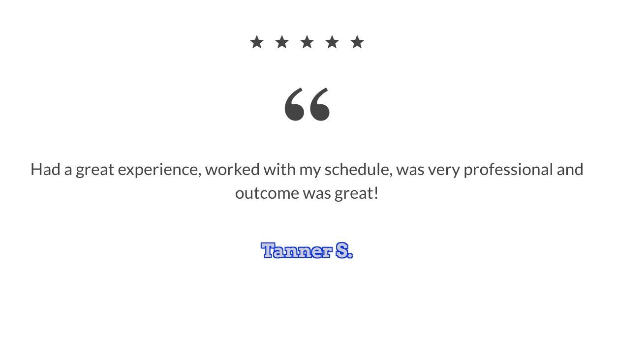 A quote from a customer is displayed on a white background.