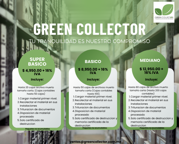 Un anuncio de coleccionista verde con la imagen de un almacén lleno de cajas.
