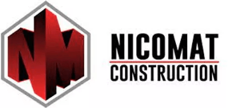 Le logo de nicomat construction est un logo rouge et noir.