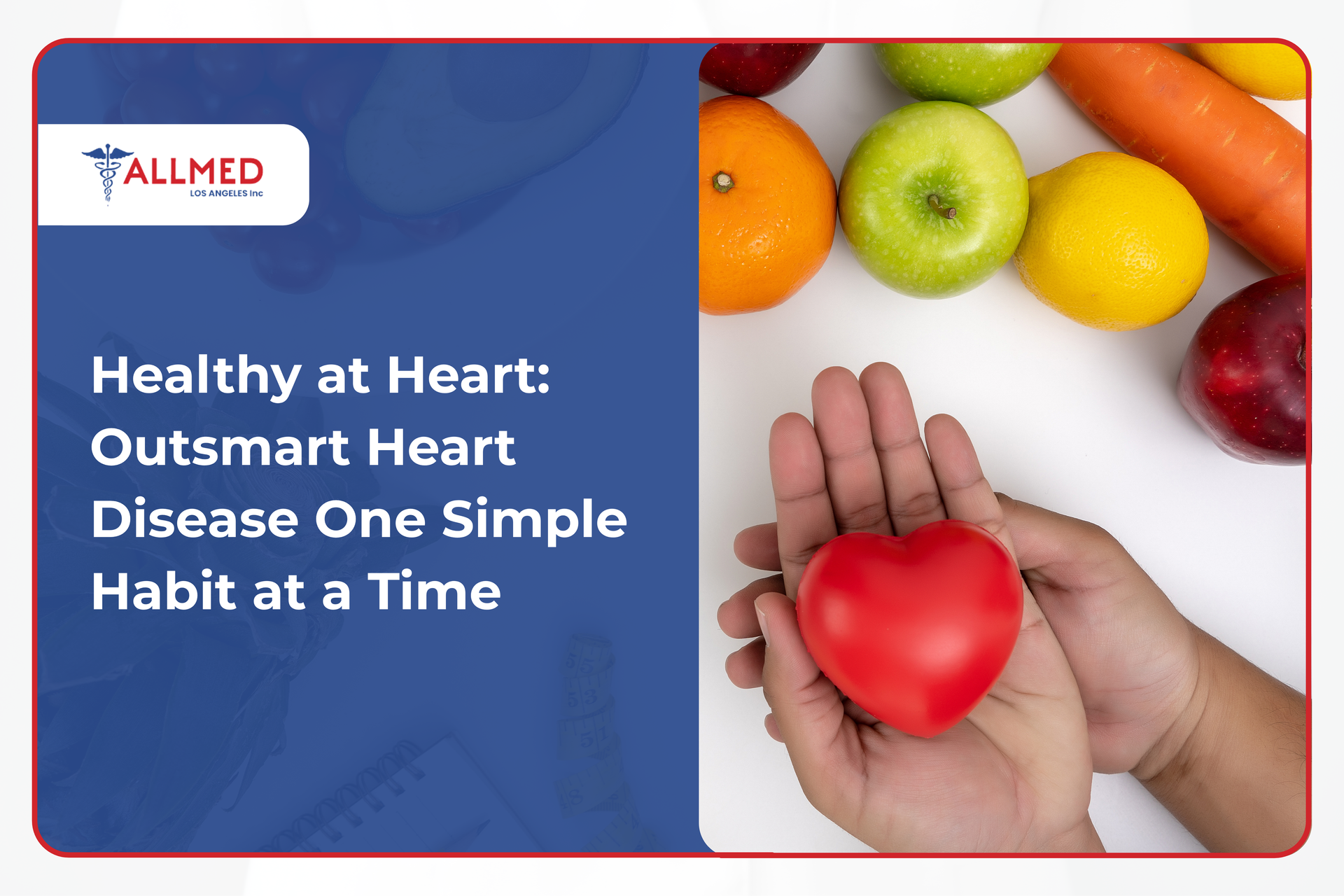 To prevent heart disease, a person chooses healthy habits: eating fruits and veggies, staying active