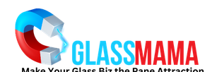 A logo for a company called glassmama