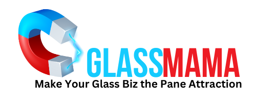 A logo for a company called glass mama Marketing
