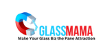A logo for a company called glassmama