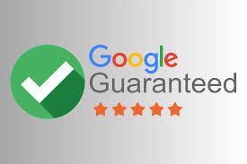 A google guaranteed logo with a check mark and five stars.