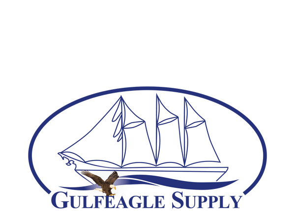 A logo for gulfeagle supply with a sailboat and an eagle