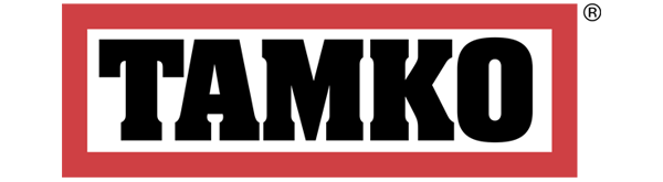 A red and white tamko logo on a white background