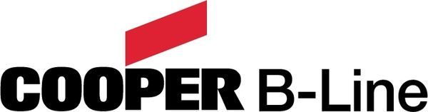 A cooper b-line logo with a red arrow on a white background.