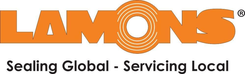A logo for lamons sealing global servicing local