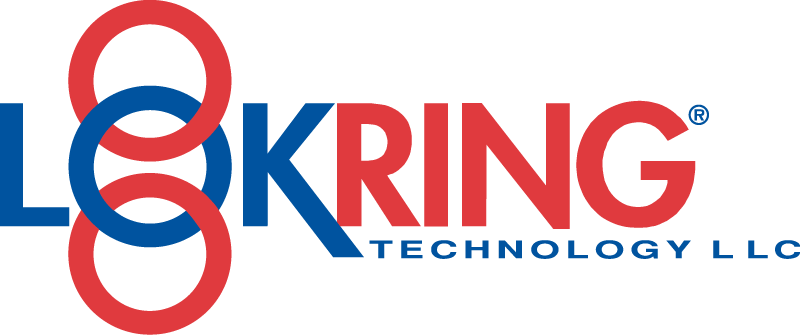 A red and blue logo for lokring technology llc