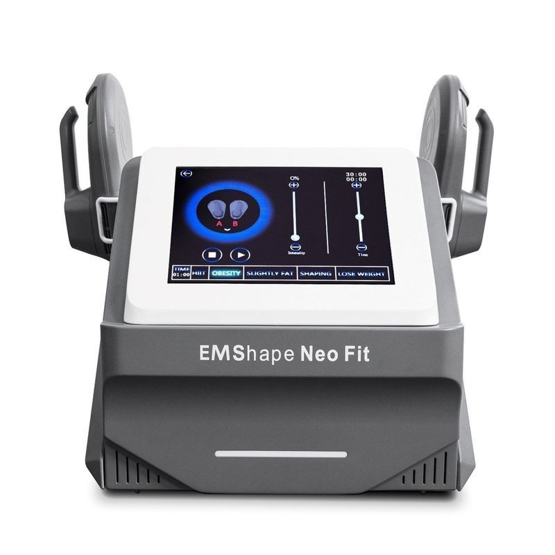 EMShape Neo Fit machine, gray with white screen, two applicators.