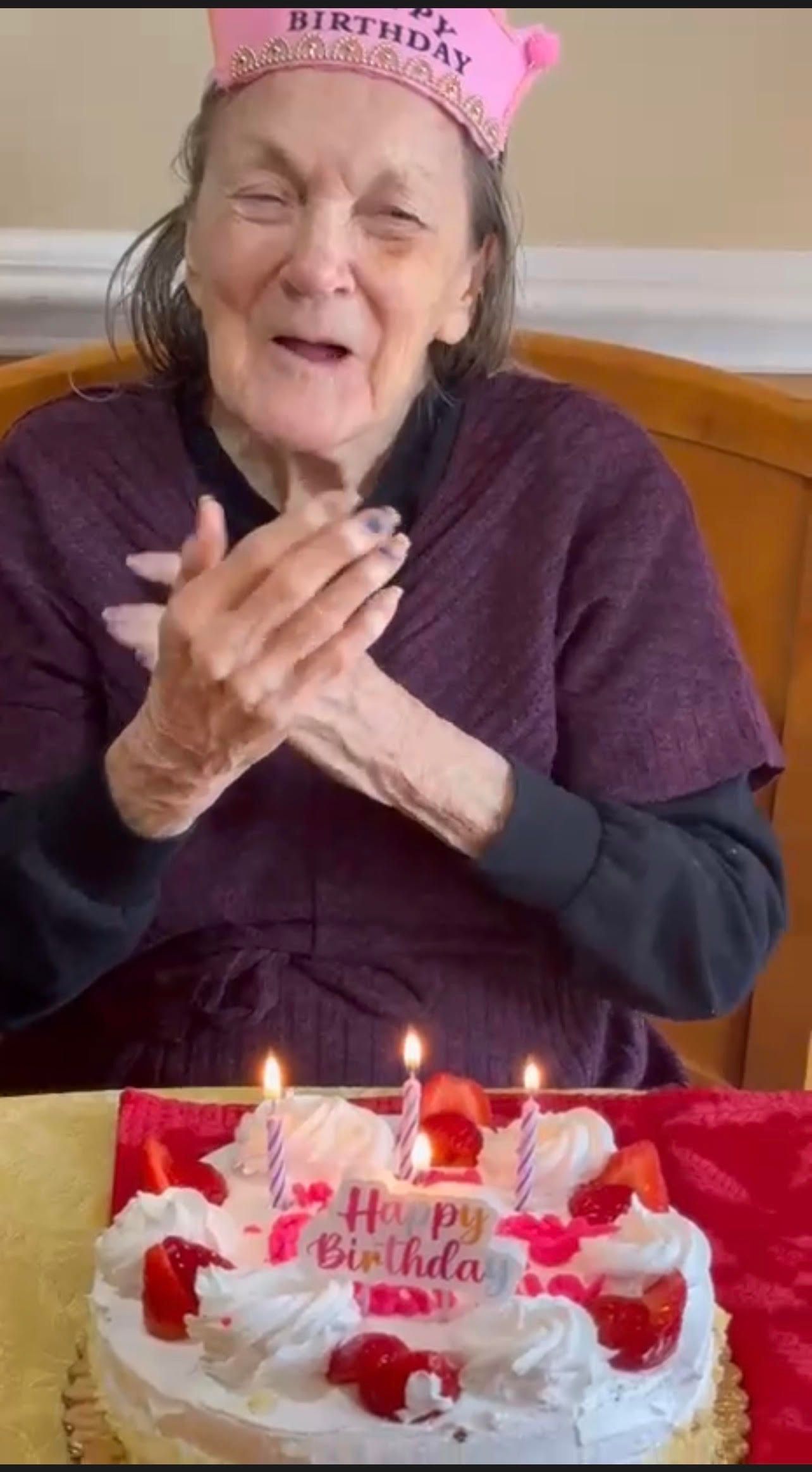 An elderly person wearing a 