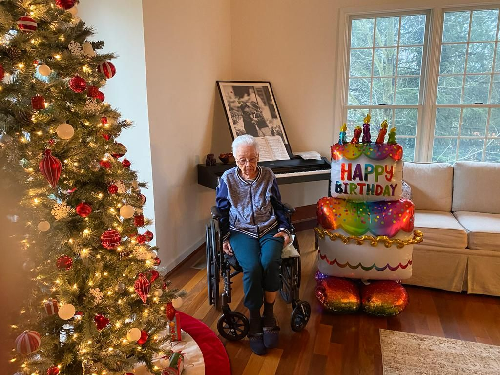 A woman in a wheelchair with a 