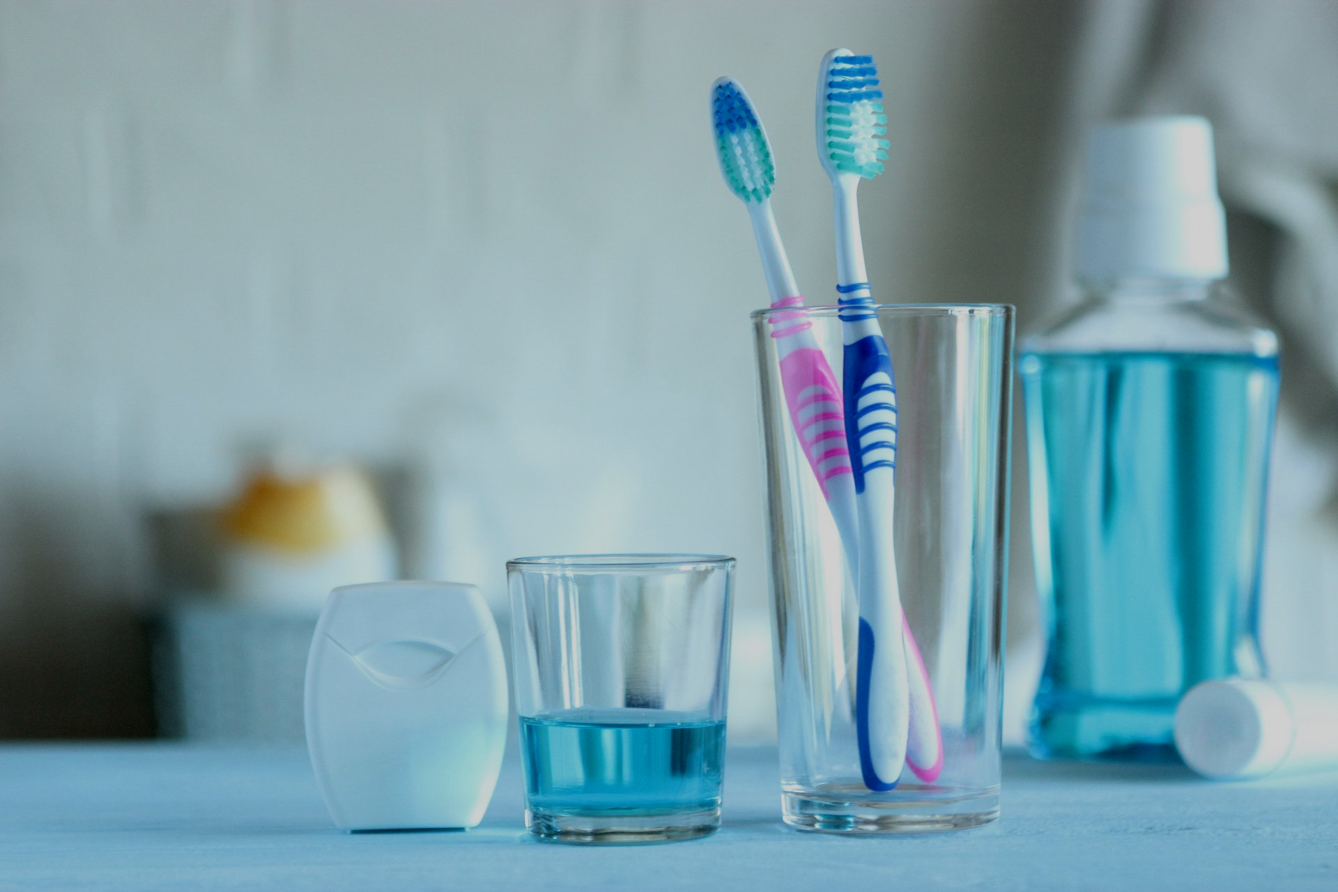 homecare: floss, rinse, tooth brush