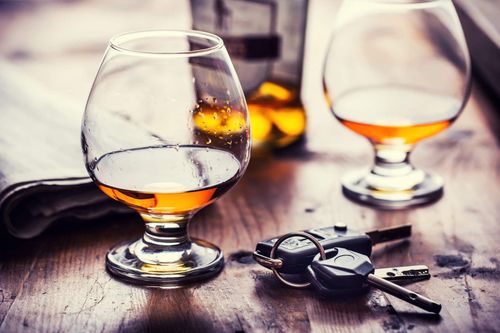 Drunk Driving — Two Glass of Whiskey and Car Keys in Akron, OH