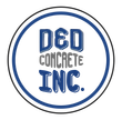 a blue and white logo for d & d concrete inc.
