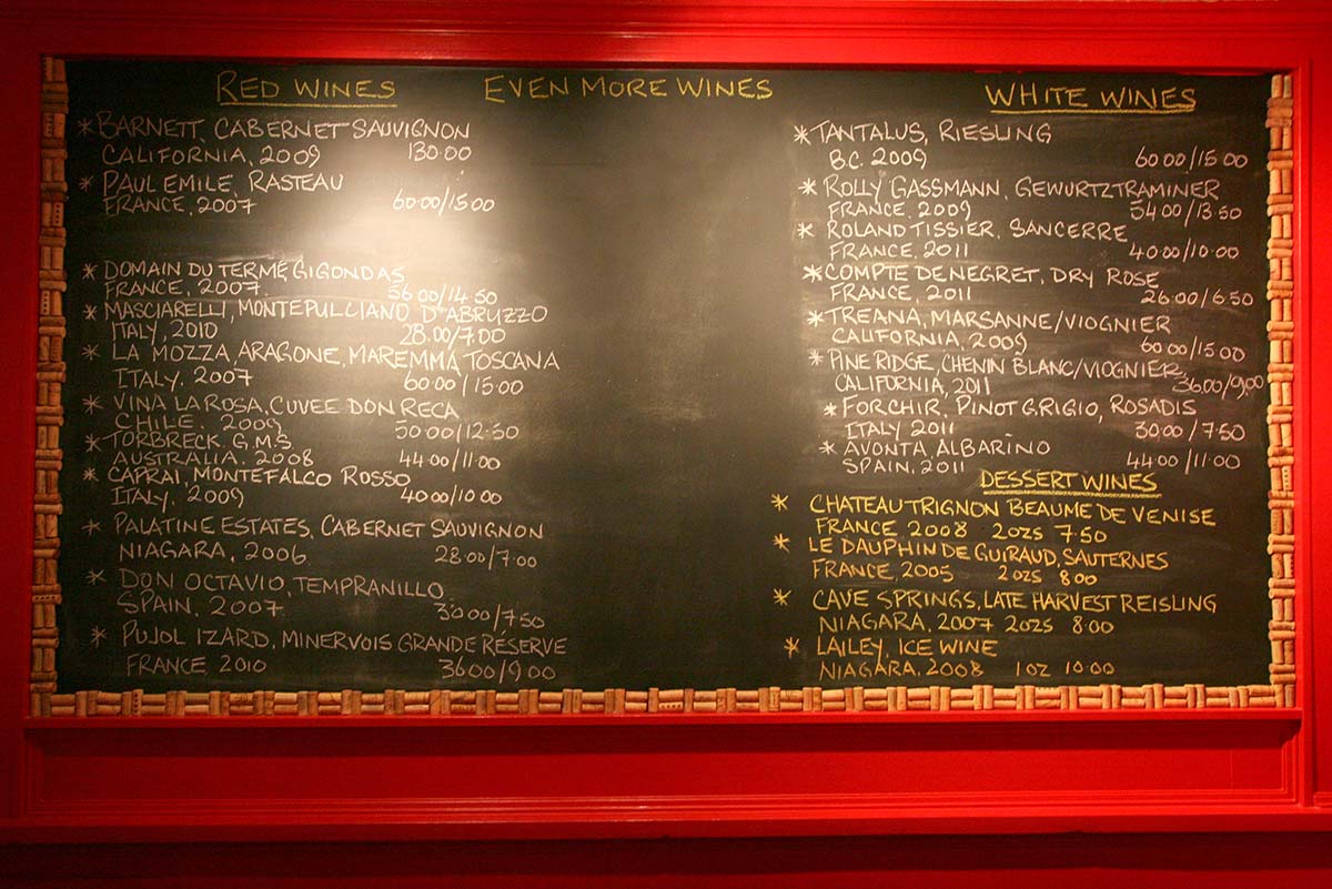a blackboard with a menu written on it