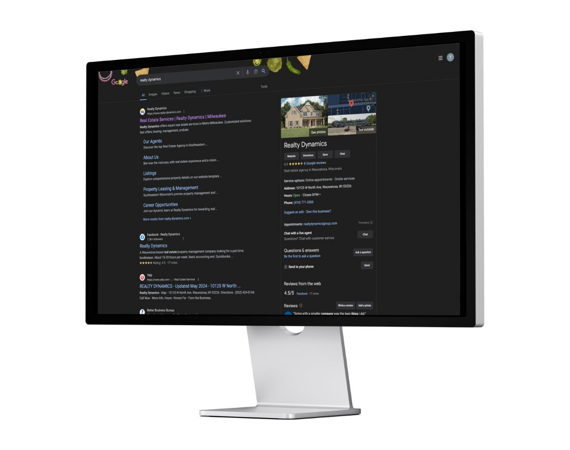 A computer monitor is open to a google search page