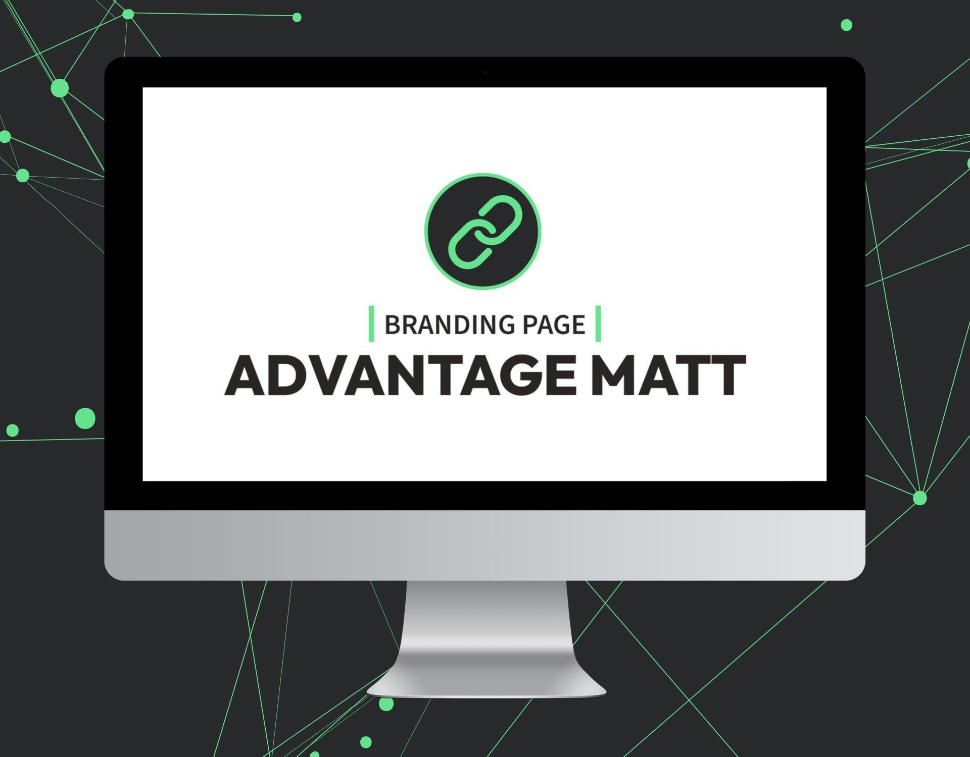 A computer monitor with the words `` advantage matt '' on the screen.