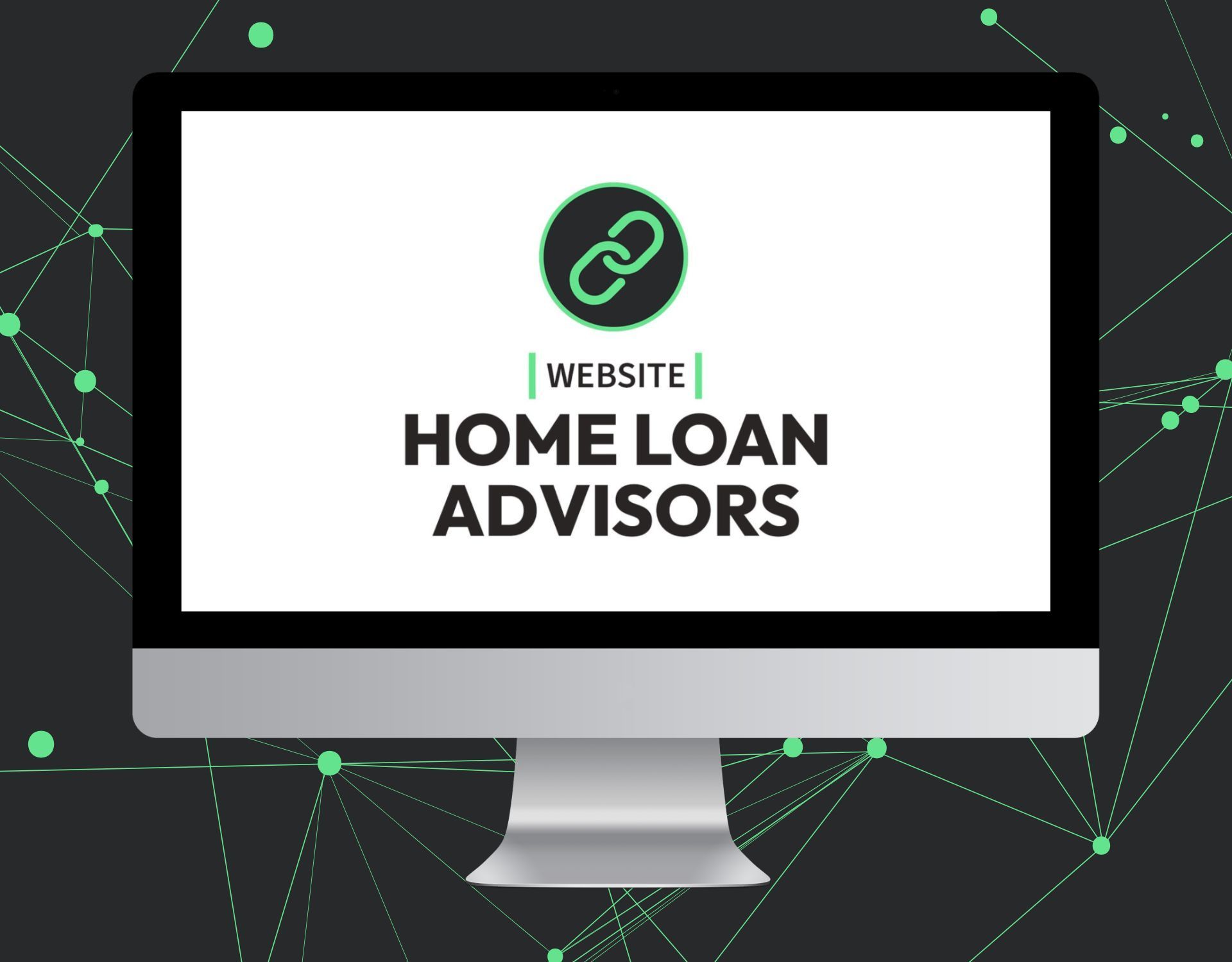 A computer monitor with the words `` home loan advisors '' on it.