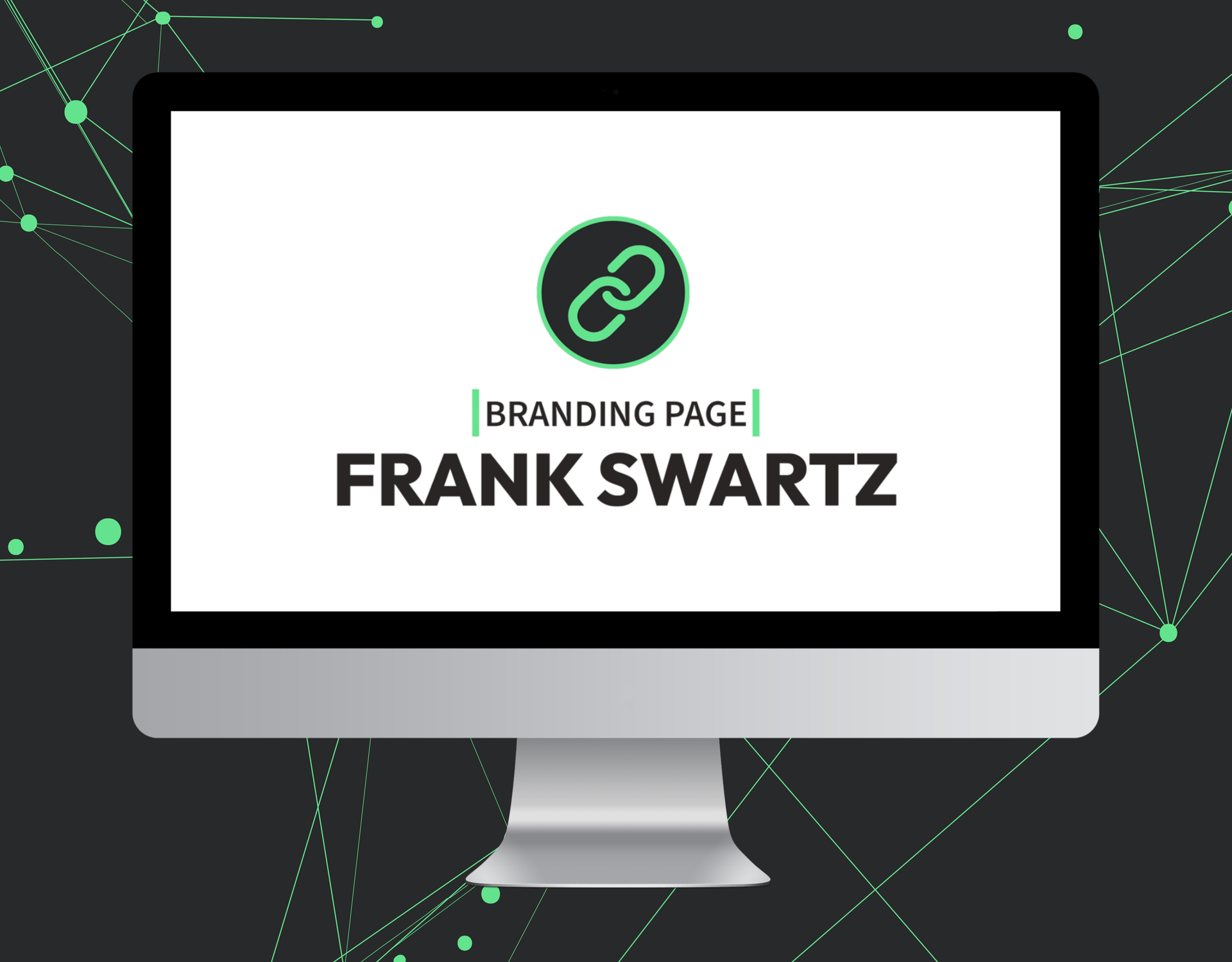 A computer monitor displaying a branding page for frank swartz