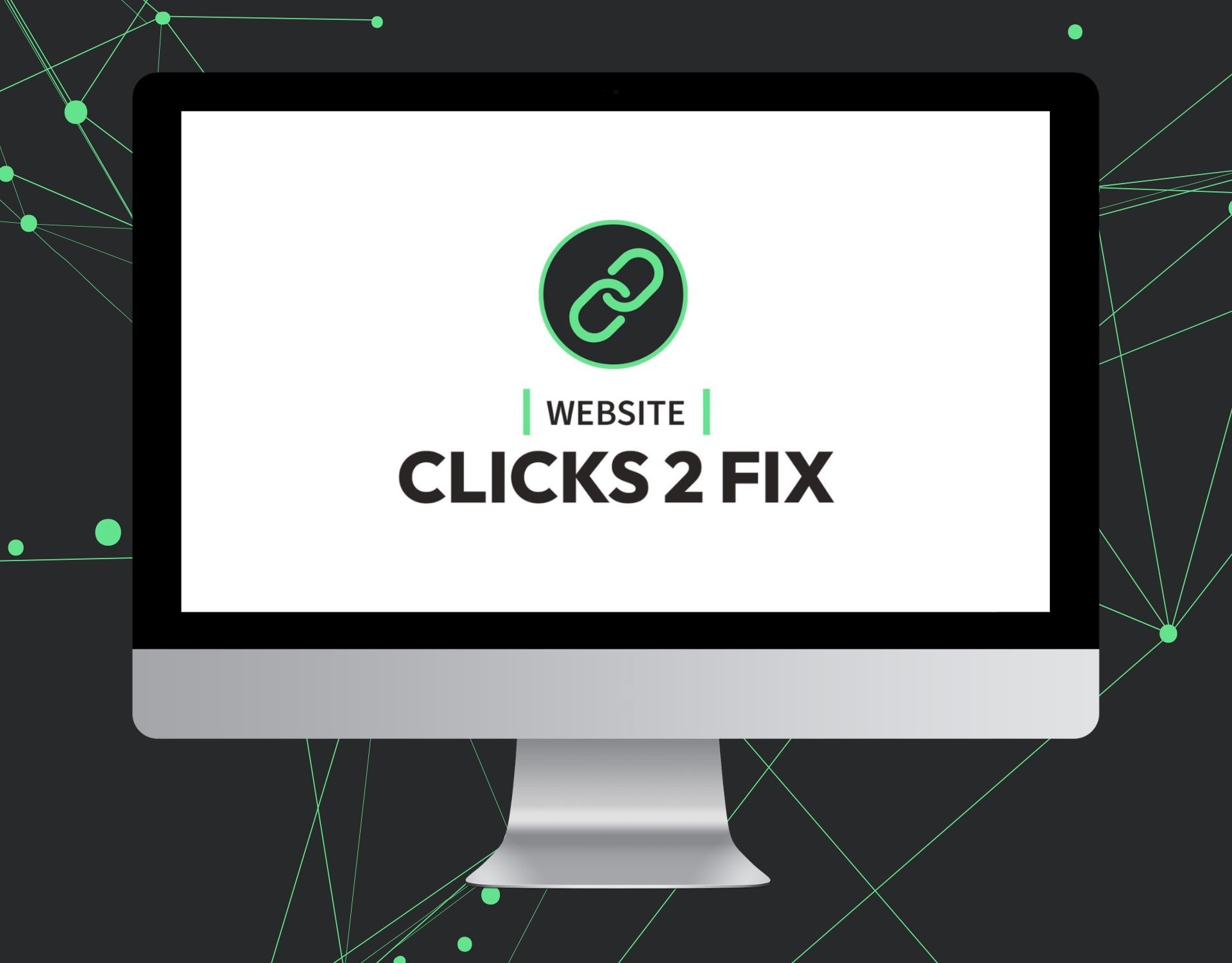 A computer monitor with the words website clicks 2 fix on the screen.